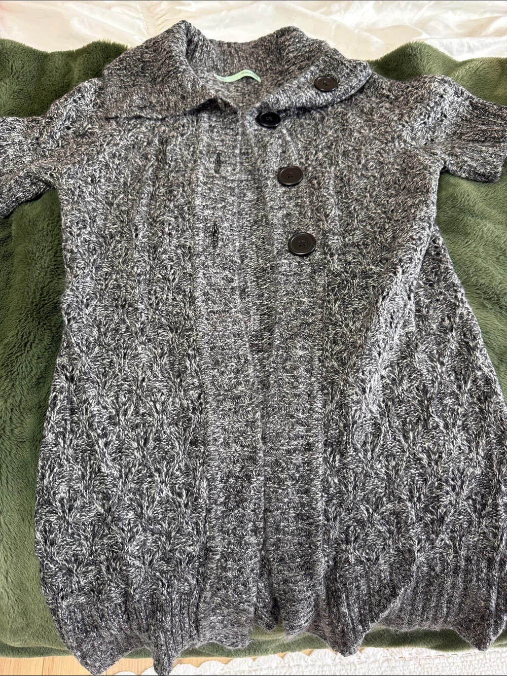 Maurices Charcoal Gray Cable Knit Button Short Sleeve Cardigan